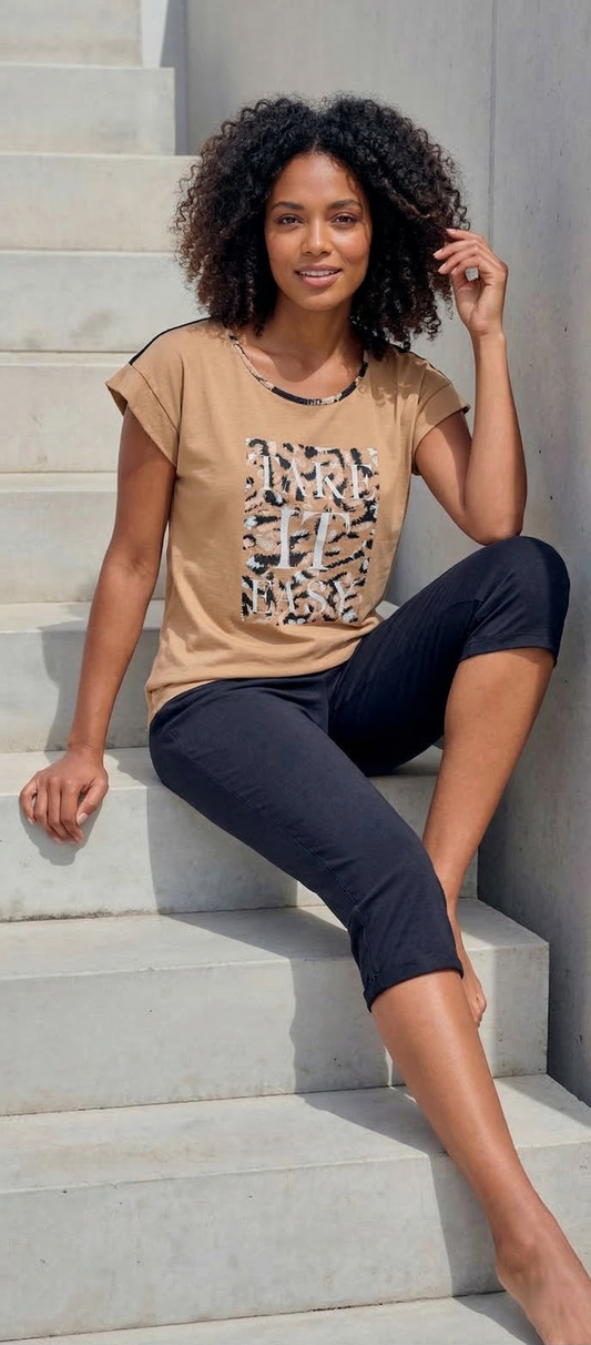 Conjunto homewear Massana P261232 (Beige animal print)
