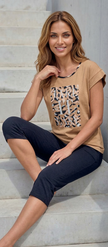 Conjunto homewear Massana P261232 (Beige animal print)