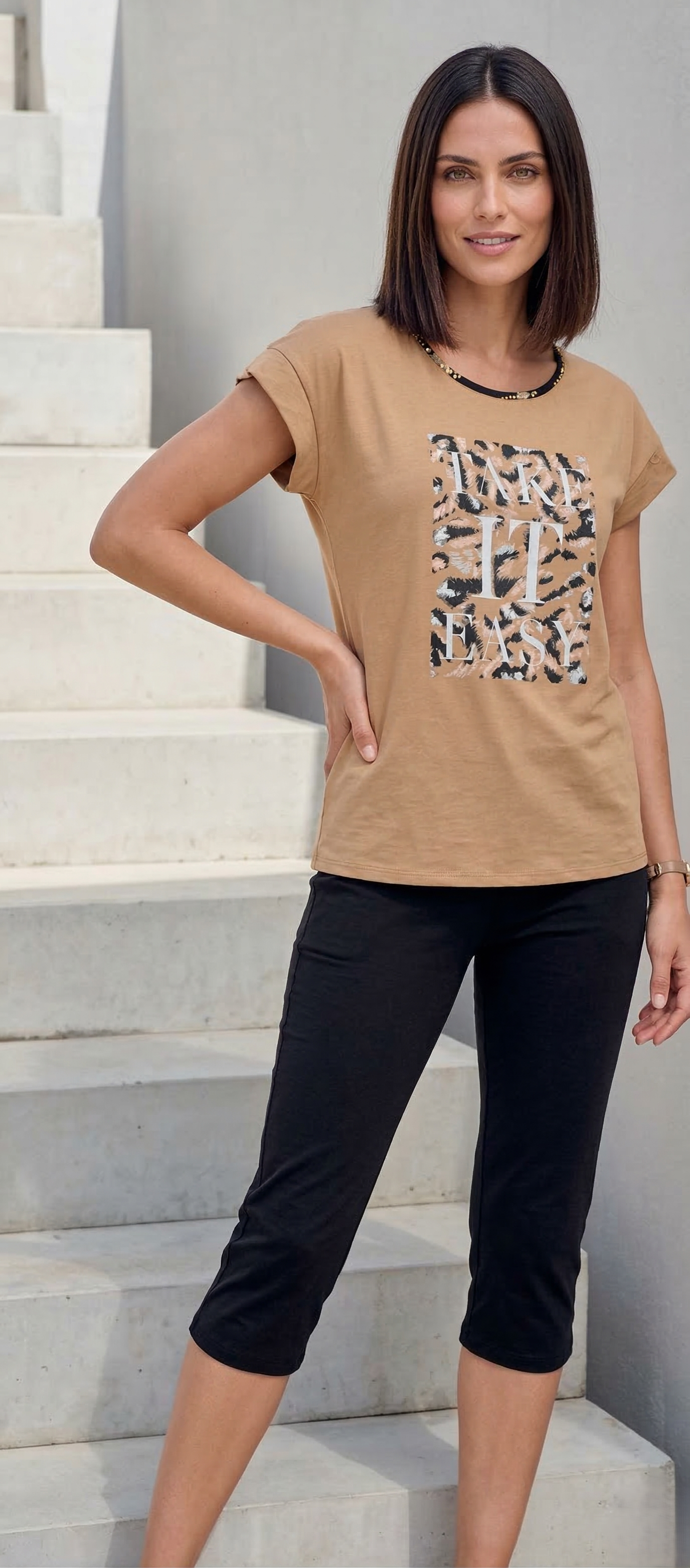 Conjunto homewear Massana P261232 (Beige animal print)